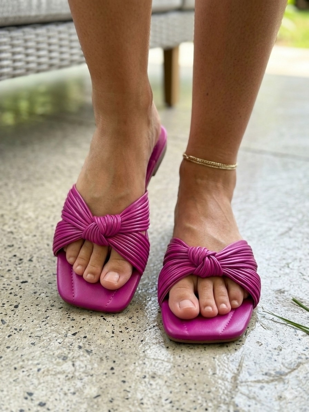 Marc Fisher Laury Pink Strappy Ruched Knot Slide Sandals NWB 7.5M